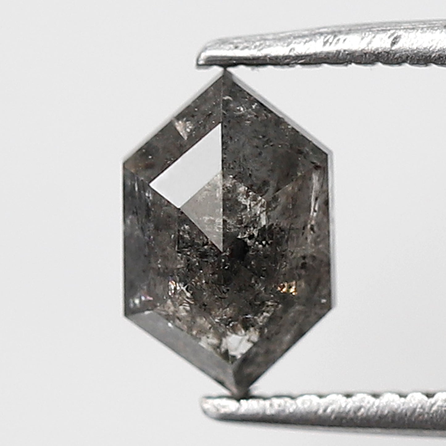 1.06 CT Elongated Hexagon Salt and Pepper Diamond, Natural Gray Black Conflict Free Ethical Diamond For Engagement Jewelry