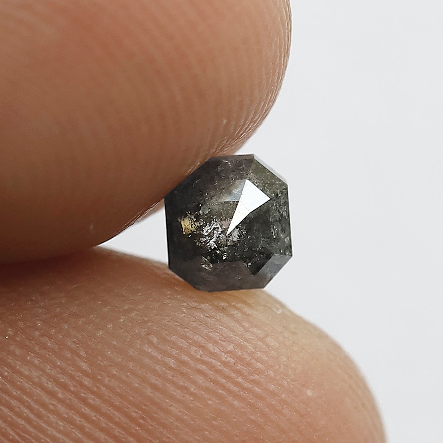 0.49 Ct Natural Blackish Grey Diamond | 4mm Emerald Cut Salt & Pepper Loose Diamond for Rings or Custom Jewelry