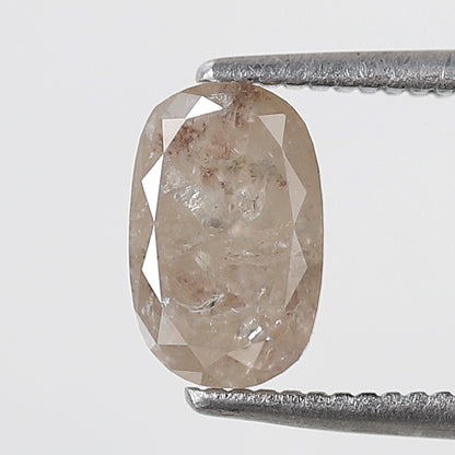 Oval 1.13 Carat Salt & Pepper Diamond, Misty Brown Loose Diamond 7.80x5.00 mm, Natural Gem for Custom Ring