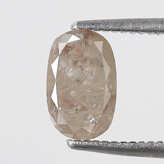 Oval 1.13 Carat Salt & Pepper Diamond, Misty Brown Loose Diamond 7.80x5.00 mm, Natural Gem for Custom Ring