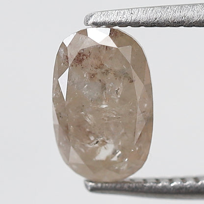 Oval 1.13 Carat Salt & Pepper Diamond, Misty Brown Loose Diamond 7.80x5.00 mm, Natural Gem for Custom Ring