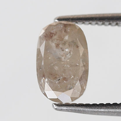 Oval 1.13 Carat Salt & Pepper Diamond, Misty Brown Loose Diamond 7.80x5.00 mm, Natural Gem for Custom Ring