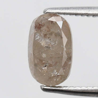 Oval 1.13 Carat Salt & Pepper Diamond, Misty Brown Loose Diamond 7.80x5.00 mm, Natural Gem for Custom Ring