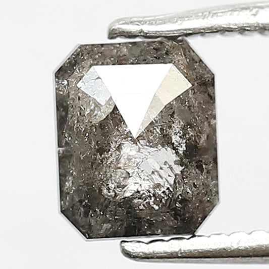 0.92 CT Natural Grey Black Color Diamond Loose Natural Emerald Shape Diamond Conflict Free Salt and Pepper Diamond Custom Engagement Ring