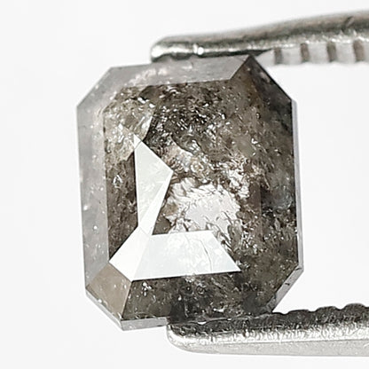 0.92 CT Natural Grey Black Color Diamond Loose Natural Emerald Shape Diamond Conflict Free Salt and Pepper Diamond Custom Engagement Ring