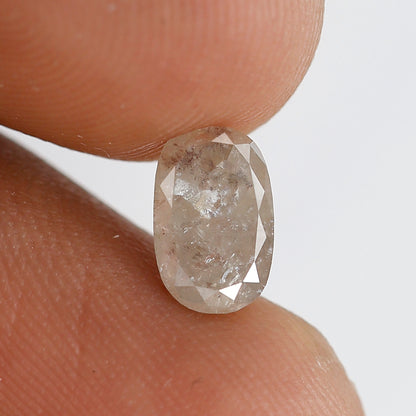 Oval 1.13 Carat Salt & Pepper Diamond, Misty Brown Loose Diamond 7.80x5.00 mm, Natural Gem for Custom Ring
