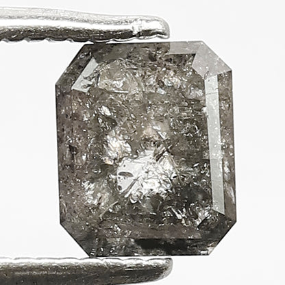 0.92 CT Natural Grey Black Color Diamond Loose Natural Emerald Shape Diamond Conflict Free Salt and Pepper Diamond Custom Engagement Ring