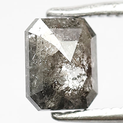 0.92 CT Natural Grey Black Color Diamond Loose Natural Emerald Shape Diamond Conflict Free Salt and Pepper Diamond Custom Engagement Ring