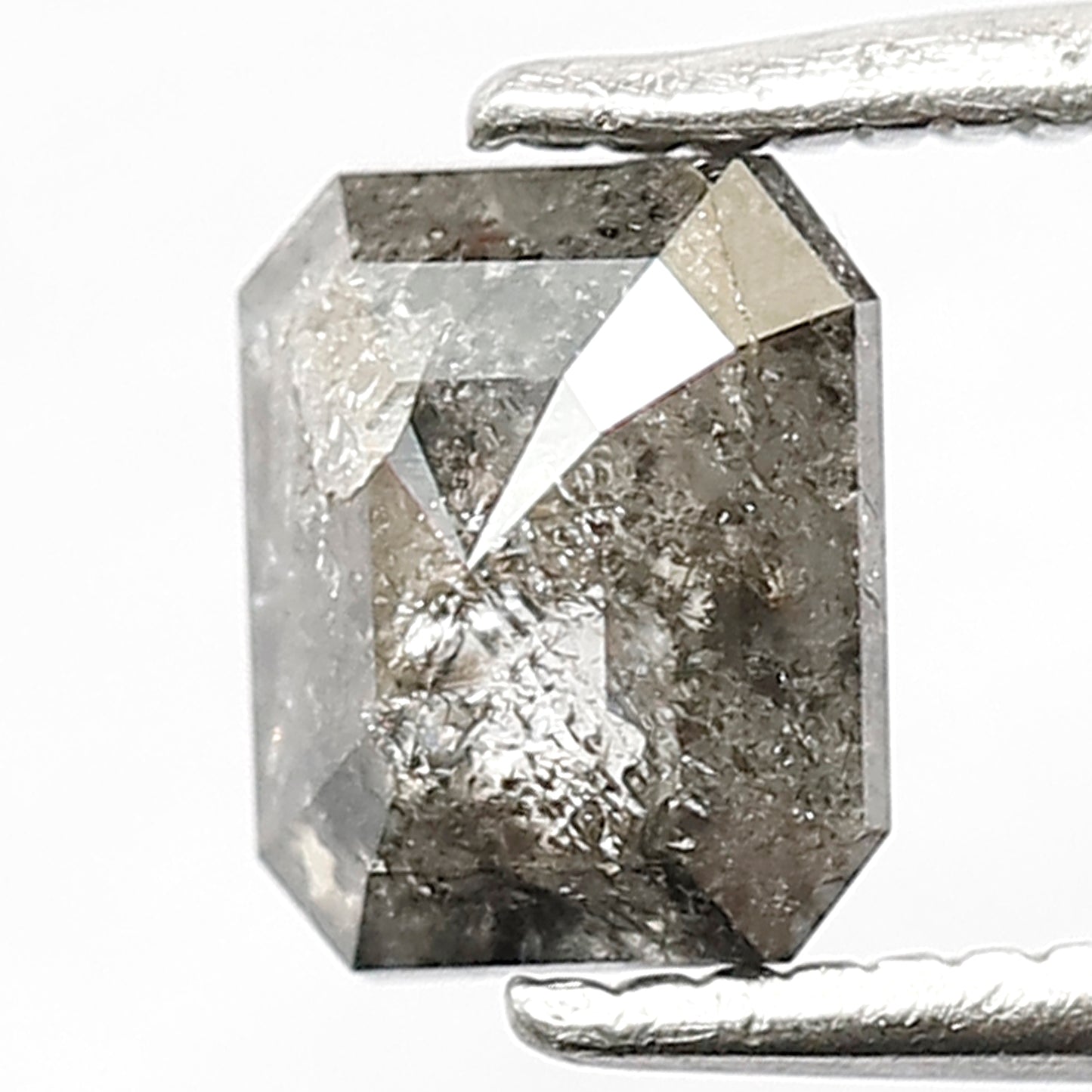 0.92 CT Natural Grey Black Color Diamond Loose Natural Emerald Shape Diamond Conflict Free Salt and Pepper Diamond Custom Engagement Ring