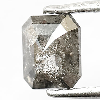 0.92 CT Natural Grey Black Color Diamond Loose Natural Emerald Shape Diamond Conflict Free Salt and Pepper Diamond Custom Engagement Ring