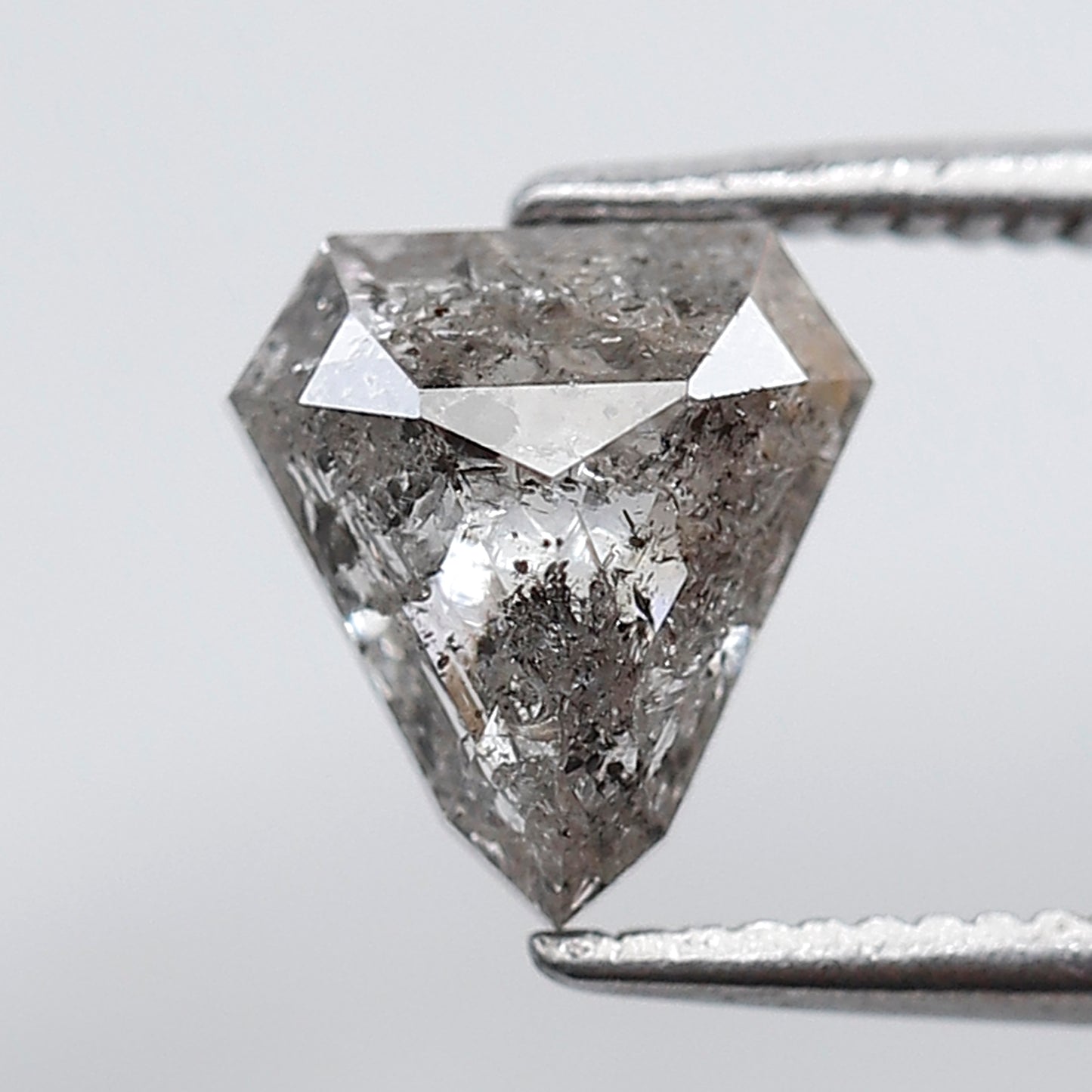1.15 CT Pentagon Shape Natural Loose Diamond, 7.70 x 7.00 mm Gray Black Salt and Pepper Diamond For Pendant