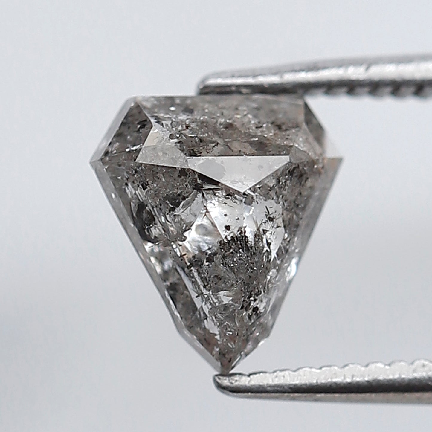 1.15 CT Pentagon Shape Natural Loose Diamond, 7.70 x 7.00 mm Gray Black Salt and Pepper Diamond For Pendant