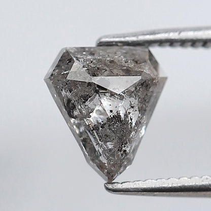 1.15 CT Pentagon Shape Natural Loose Diamond, 7.70 x 7.00 mm Gray Black Salt and Pepper Diamond For Pendant