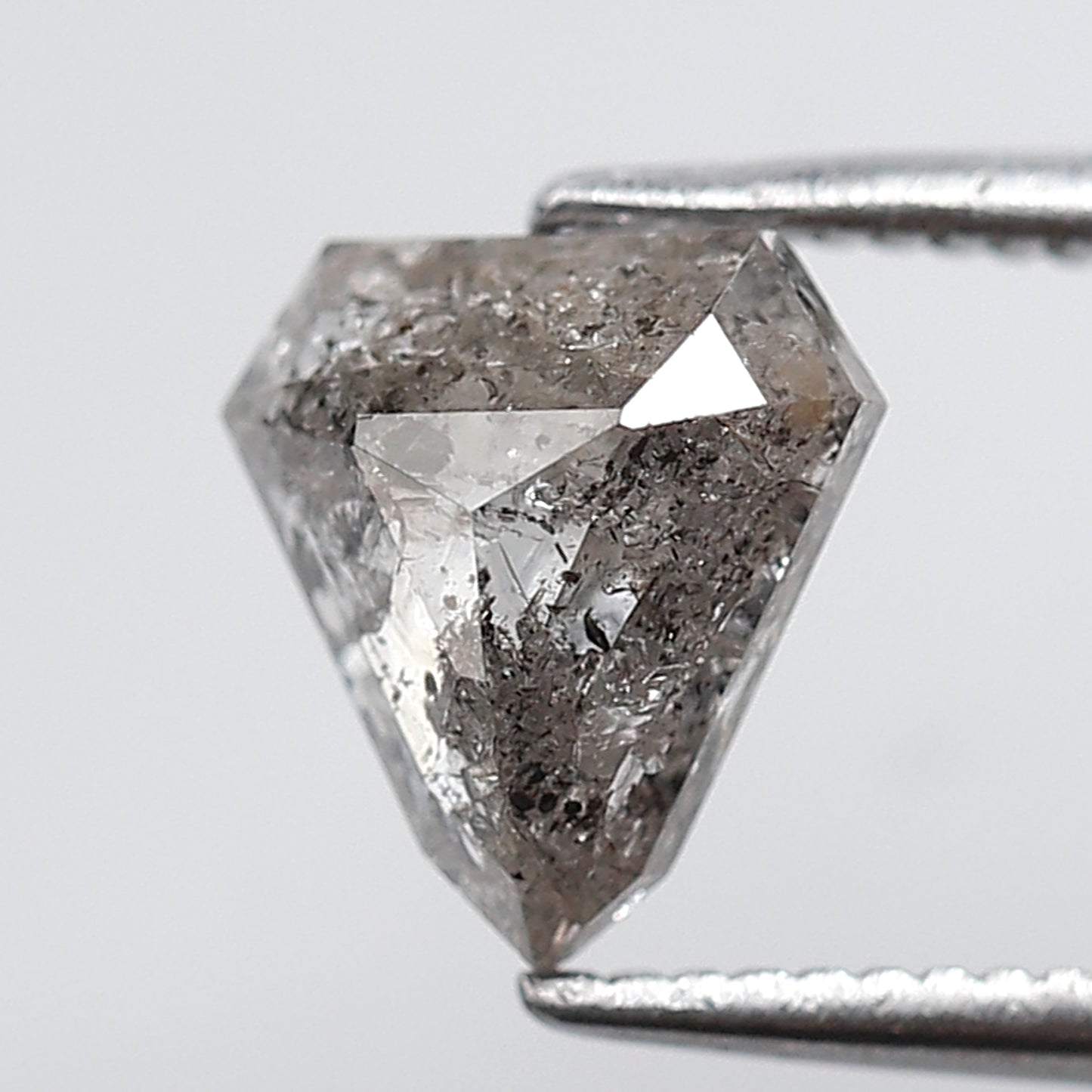 1.15 CT Pentagon Shape Natural Loose Diamond, 7.70 x 7.00 mm Gray Black Salt and Pepper Diamond For Pendant