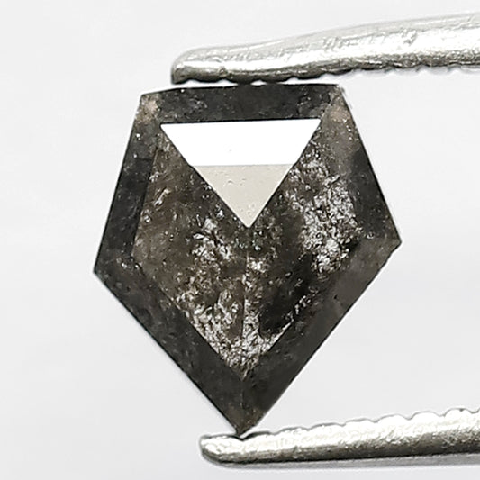 0.91 CT Fancy Geometric Shape Diamond Loose Natural Grey Black Color 6 MM Salt and Pepper Diamond For Custom Made Proposal Ring