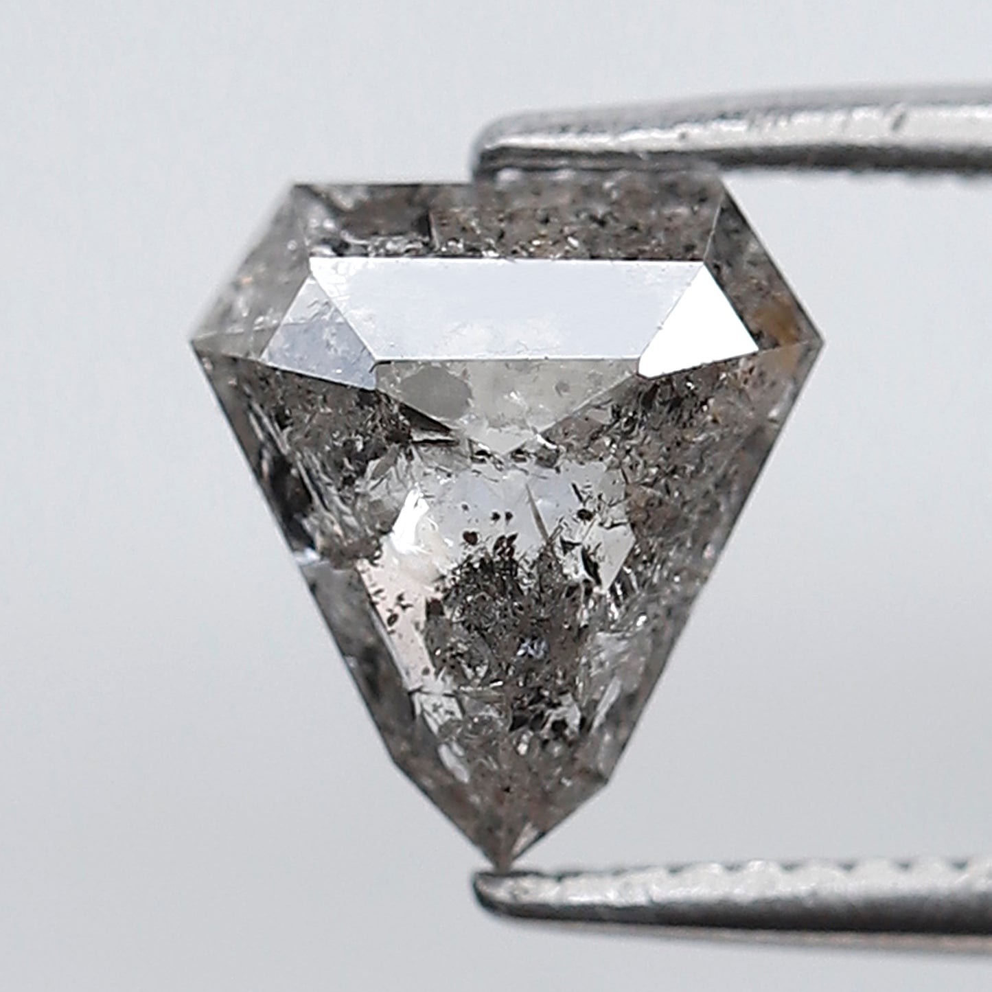 1.15 CT Pentagon Shape Natural Loose Diamond, 7.70 x 7.00 mm Gray Black Salt and Pepper Diamond For Pendant