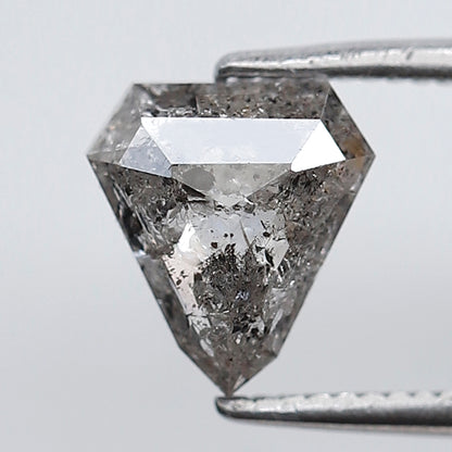 1.15 CT Pentagon Shape Natural Loose Diamond, 7.70 x 7.00 mm Gray Black Salt and Pepper Diamond For Pendant