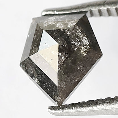 0.91 CT Fancy Geometric Shape Diamond Loose Natural Grey Black Color 6 MM Salt and Pepper Diamond For Custom Made Proposal Ring