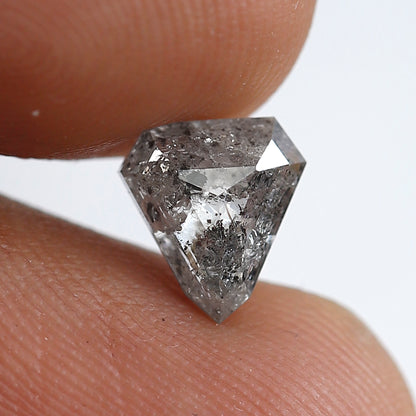 1.15 CT Pentagon Shape Natural Loose Diamond, 7.70 x 7.00 mm Gray Black Salt and Pepper Diamond For Pendant