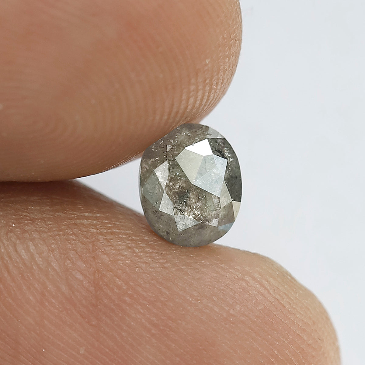 Natural Oval Shape 0.77 CT Gray Black color Loose Salt and Pepper Diamond