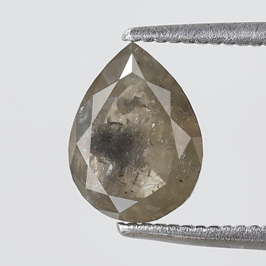1.40 CT Pear Salt and Pepper Diamond, Greenish Gray Natural Loose Diamond, Earth Mined Stone for Anniversary Ring Gift