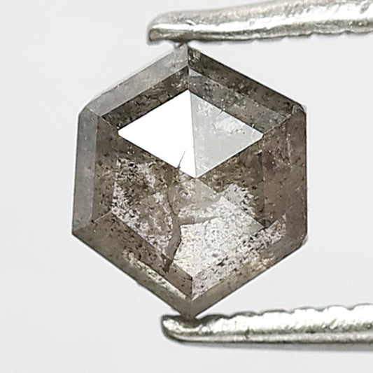0.78 Ct Natural Gray Black Diamond | Hexagon Shape Salt & Pepper Loose Diamond for Bridal Ring