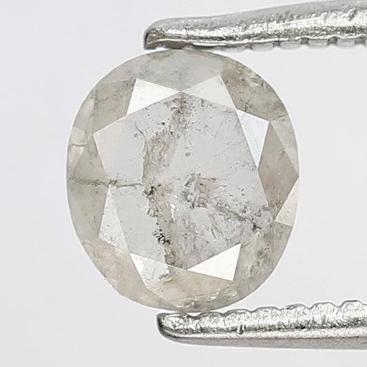 0.63 Ct Oval Salt and Pepper Diamond | White Translucent Natural Loose Diamond for Engagement Jewelry