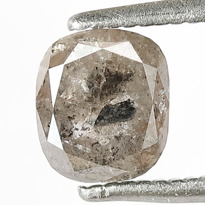 1.13 CT Cushion Cut Diamond 6.2 MM Loose Natural Grey Black Color Diamond Earth Mined Salt and Pepper Diamond Engagement Ring