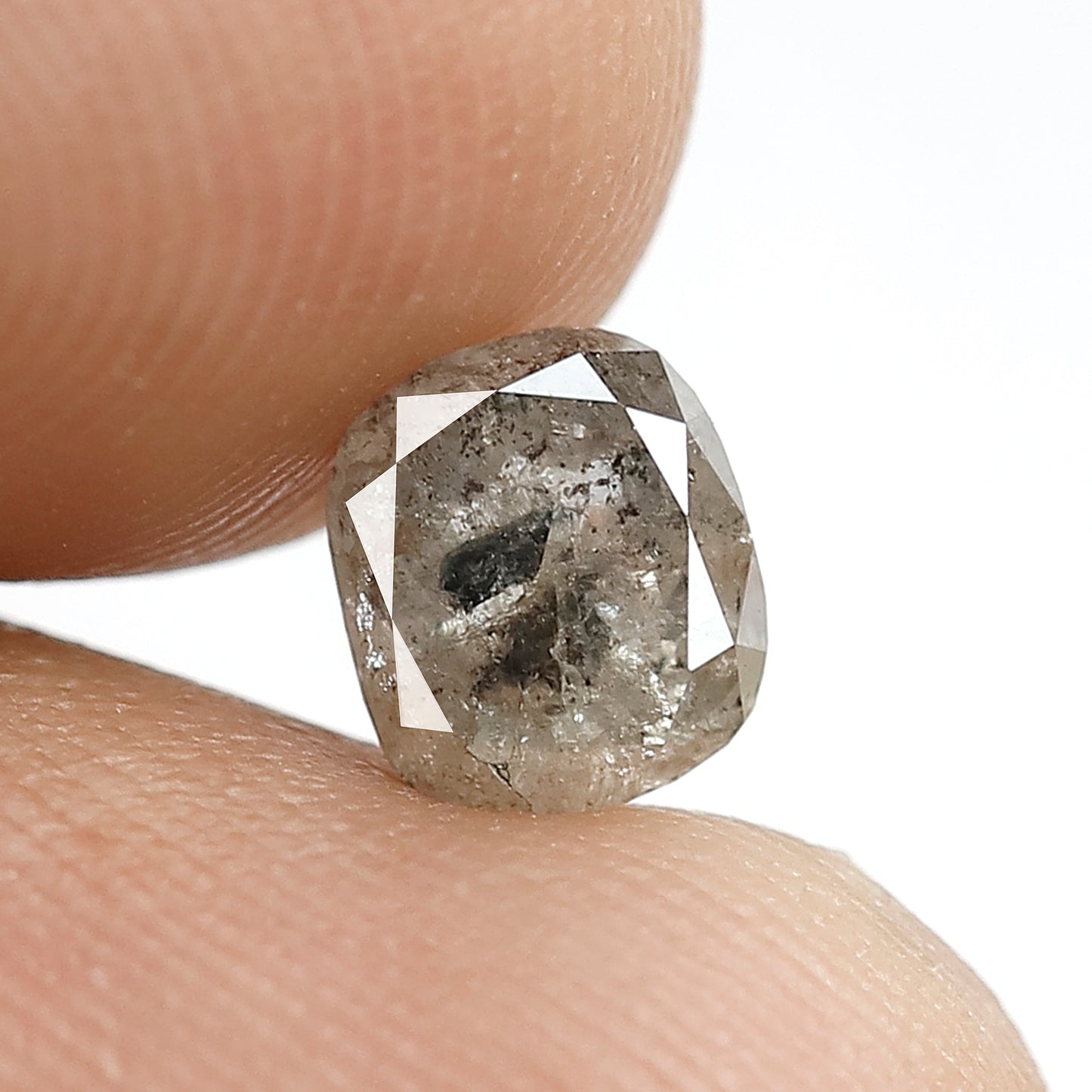 1.13 CT Cushion Cut Diamond 6.2 MM Loose Natural Grey Black Color Diamond Earth Mined Salt and Pepper Diamond Engagement Ring