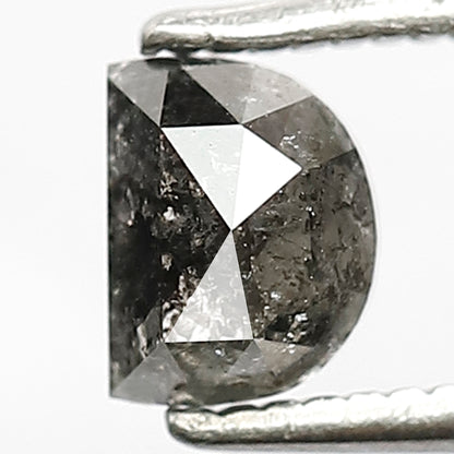 0.77 CT Unique Half Moon Shape Diamond Loose Natural Grey Black Color 4.2 MM Ethically Sourced Salt and Pepper Diamond Ring