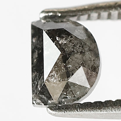0.77 CT Unique Half Moon Shape Diamond Loose Natural Grey Black Color 4.2 MM Ethically Sourced Salt and Pepper Diamond Ring