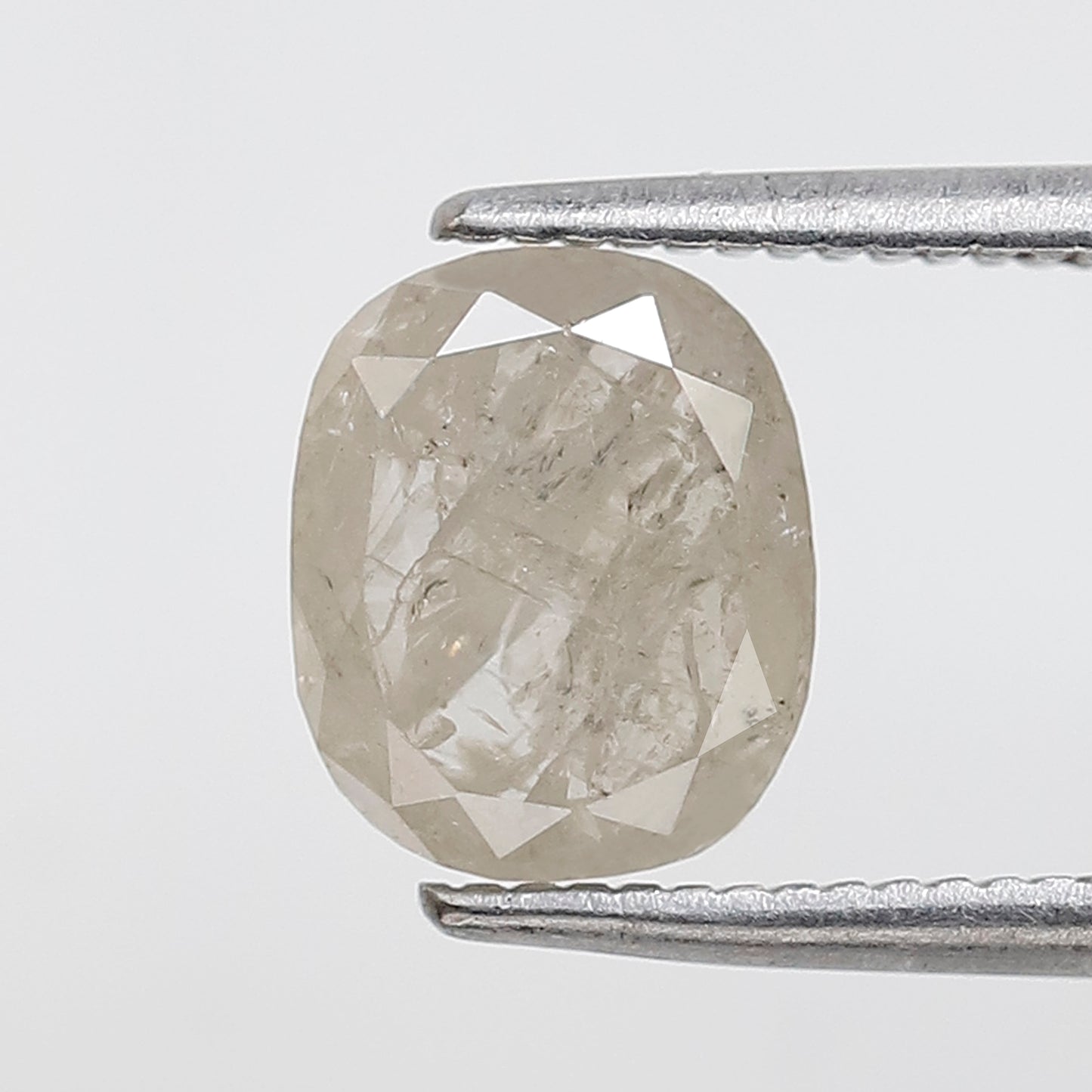 Misty White Oval Diamond 1.60 CT, Natural Salt and Pepper Loose Diamond 7.80 mm, Conflict Free Gem for Bridal Ring