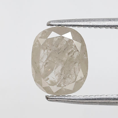 Misty White Oval Diamond 1.60 CT, Natural Salt and Pepper Loose Diamond 7.80 mm, Conflict Free Gem for Bridal Ring