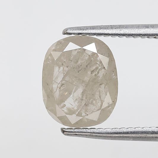 Misty White Oval Diamond 1.60 CT, Natural Salt and Pepper Loose Diamond 7.80 mm, Conflict Free Gem for Bridal Ring