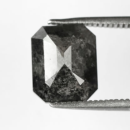 3.71 CT Emerald Shape Loose Diamond, Natural Salt and Pepper Gray Black Diamond for Women Ring Setting