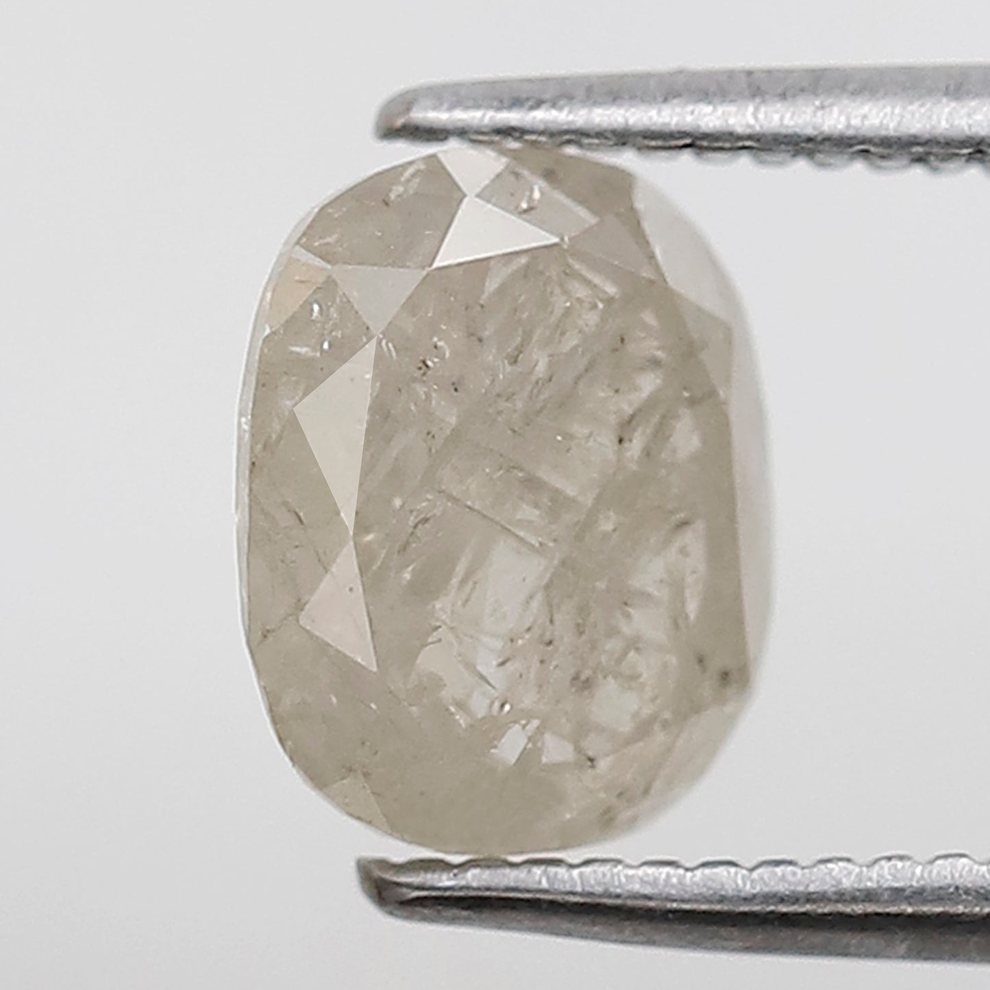 Misty White Oval Diamond 1.60 CT, Natural Salt and Pepper Loose Diamond 7.80 mm, Conflict Free Gem for Bridal Ring