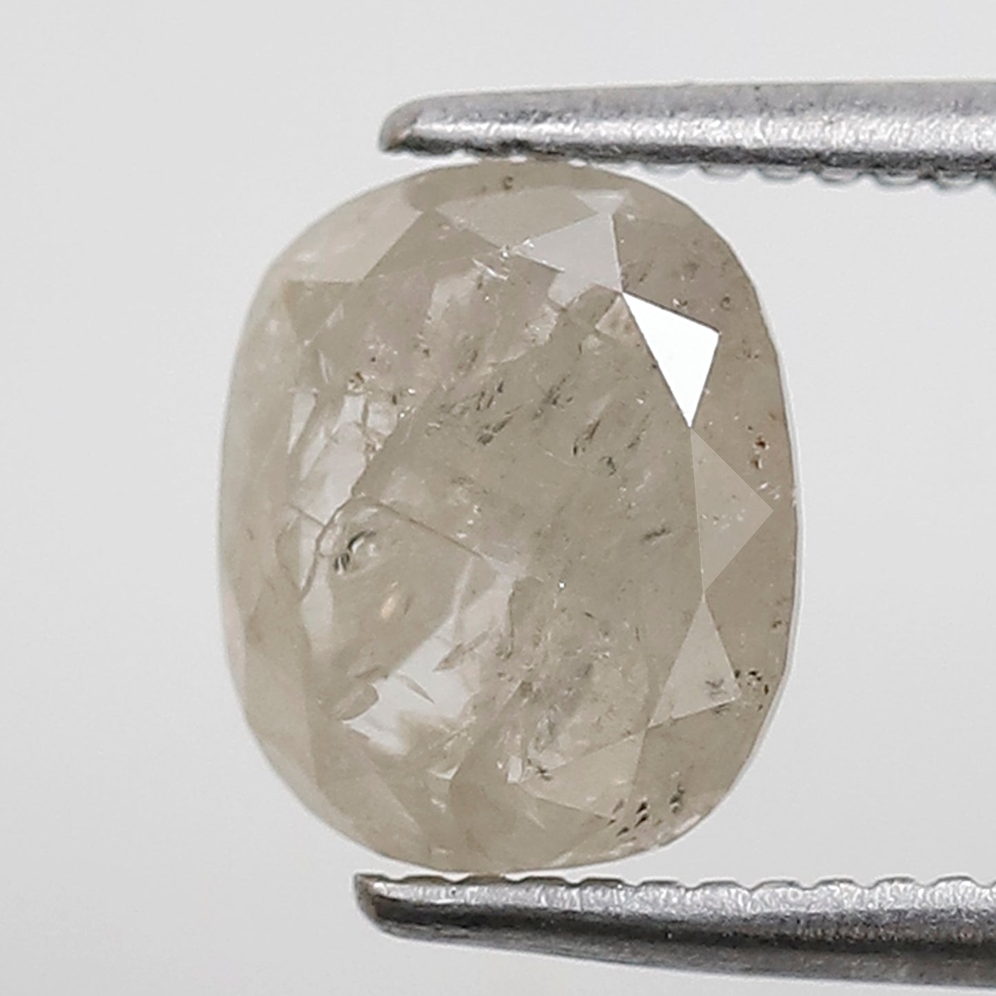 Misty White Oval Diamond 1.60 CT, Natural Salt and Pepper Loose Diamond 7.80 mm, Conflict Free Gem for Bridal Ring
