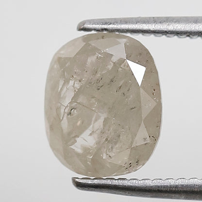 Misty White Oval Diamond 1.60 CT, Natural Salt and Pepper Loose Diamond 7.80 mm, Conflict Free Gem for Bridal Ring