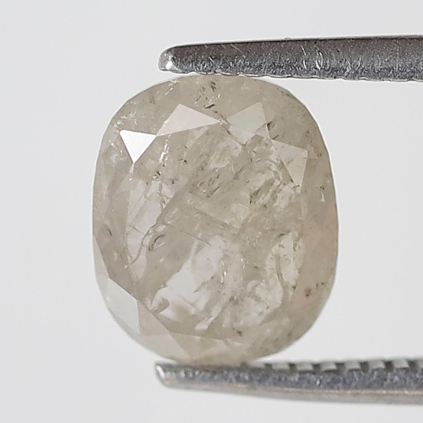 Misty White Oval Diamond 1.60 CT, Natural Salt and Pepper Loose Diamond 7.80 mm, Conflict Free Gem for Bridal Ring