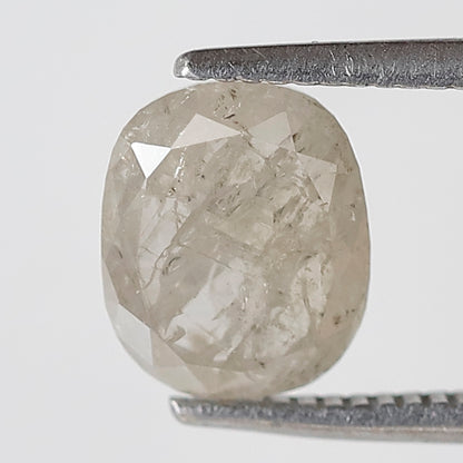 Misty White Oval Diamond 1.60 CT, Natural Salt and Pepper Loose Diamond 7.80 mm, Conflict Free Gem for Bridal Ring