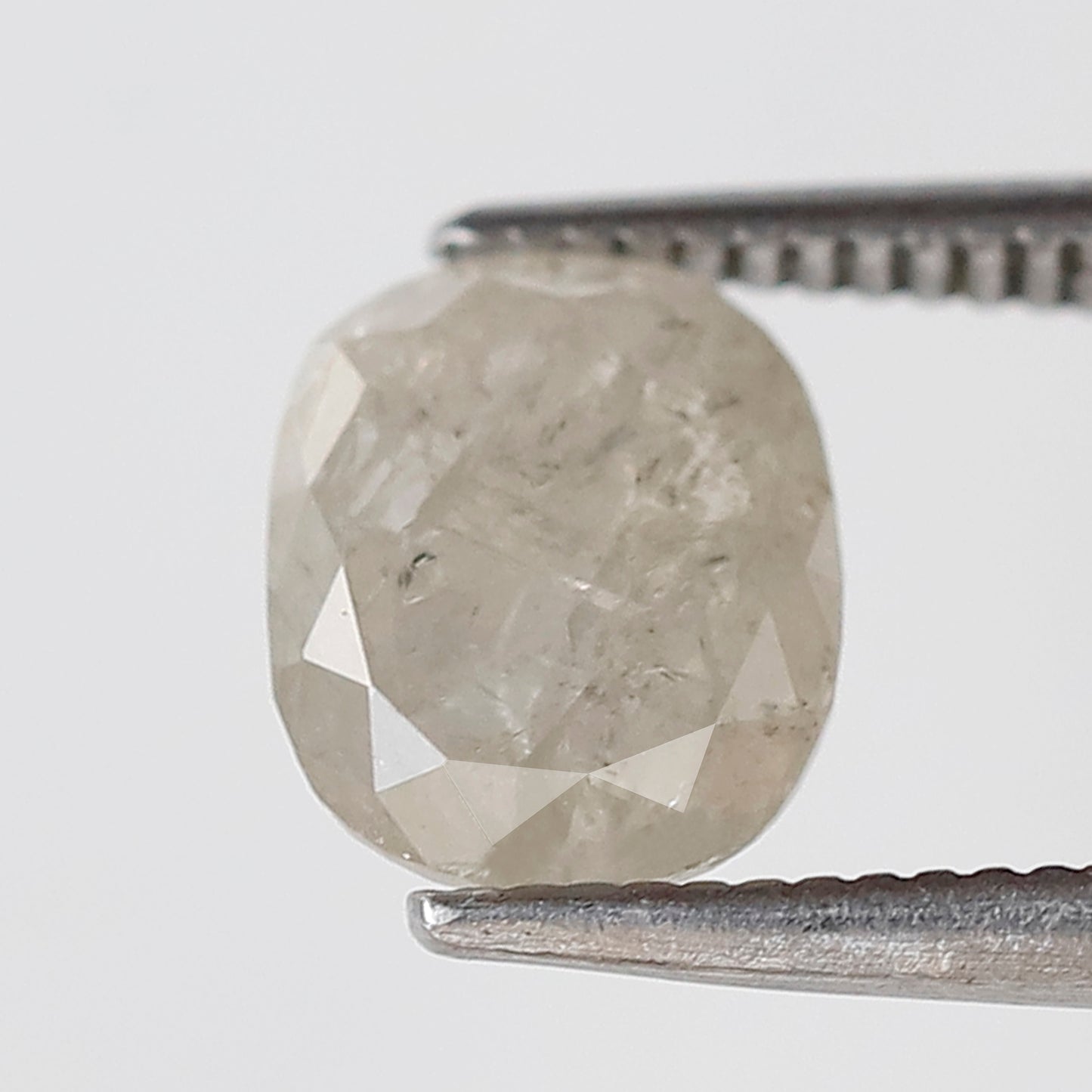 Misty White Oval Diamond 1.60 CT, Natural Salt and Pepper Loose Diamond 7.80 mm, Conflict Free Gem for Bridal Ring