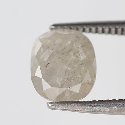 Misty White Oval Diamond 1.60 CT, Natural Salt and Pepper Loose Diamond 7.80 mm, Conflict Free Gem for Bridal Ring