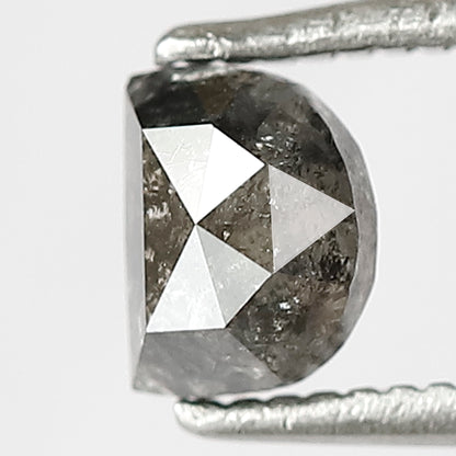 0.77 CT Unique Half Moon Shape Diamond Loose Natural Grey Black Color 4.2 MM Ethically Sourced Salt and Pepper Diamond Ring