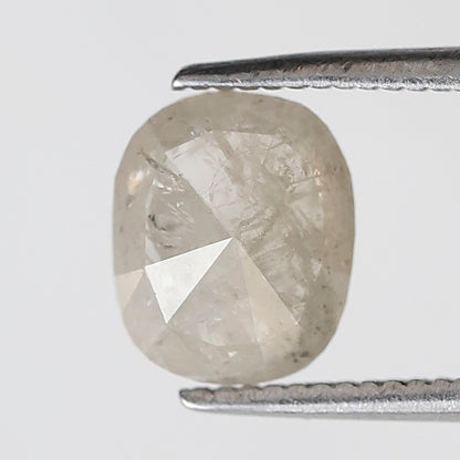 Misty White Oval Diamond 1.60 CT, Natural Salt and Pepper Loose Diamond 7.80 mm, Conflict Free Gem for Bridal Ring