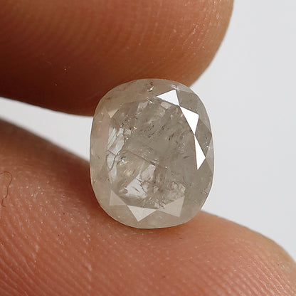 Misty White Oval Diamond 1.60 CT, Natural Salt and Pepper Loose Diamond 7.80 mm, Conflict Free Gem for Bridal Ring