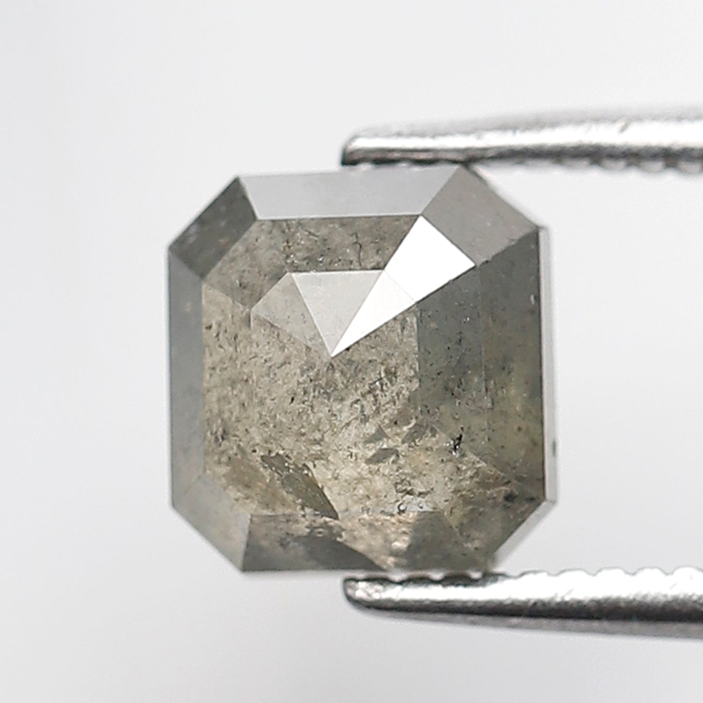 1.87 CT Asscher cut Salt and Pepper Loose Diamond, 6.70 x 6.40 mm Natural Grayish Diamond