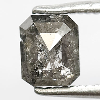 1.01 CT Emerald Shape Diamond Grey Black Color Diamond Loose Natural Conflict Free Salt and Pepper Diamond Bespoke Design Wedding Ring