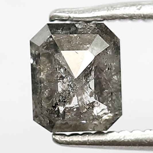 1.01 CT Emerald Shape Diamond Grey Black Color Diamond Loose Natural Conflict Free Salt and Pepper Diamond Bespoke Design Wedding Ring