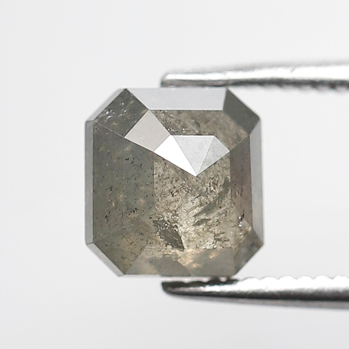 1.87 CT Asscher cut Salt and Pepper Loose Diamond, 6.70 x 6.40 mm Natural Grayish Diamond