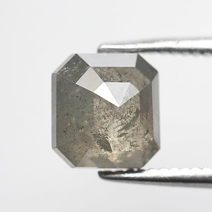 1.87 CT Asscher cut Salt and Pepper Loose Diamond, 6.70 x 6.40 mm Natural Grayish Diamond